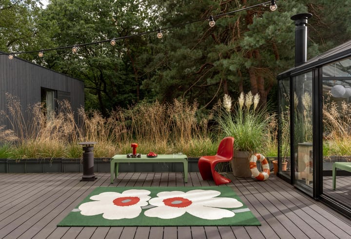 Alfombra de plástico tejida Unikko 60 aniversario, 250x350 cm Marimekko