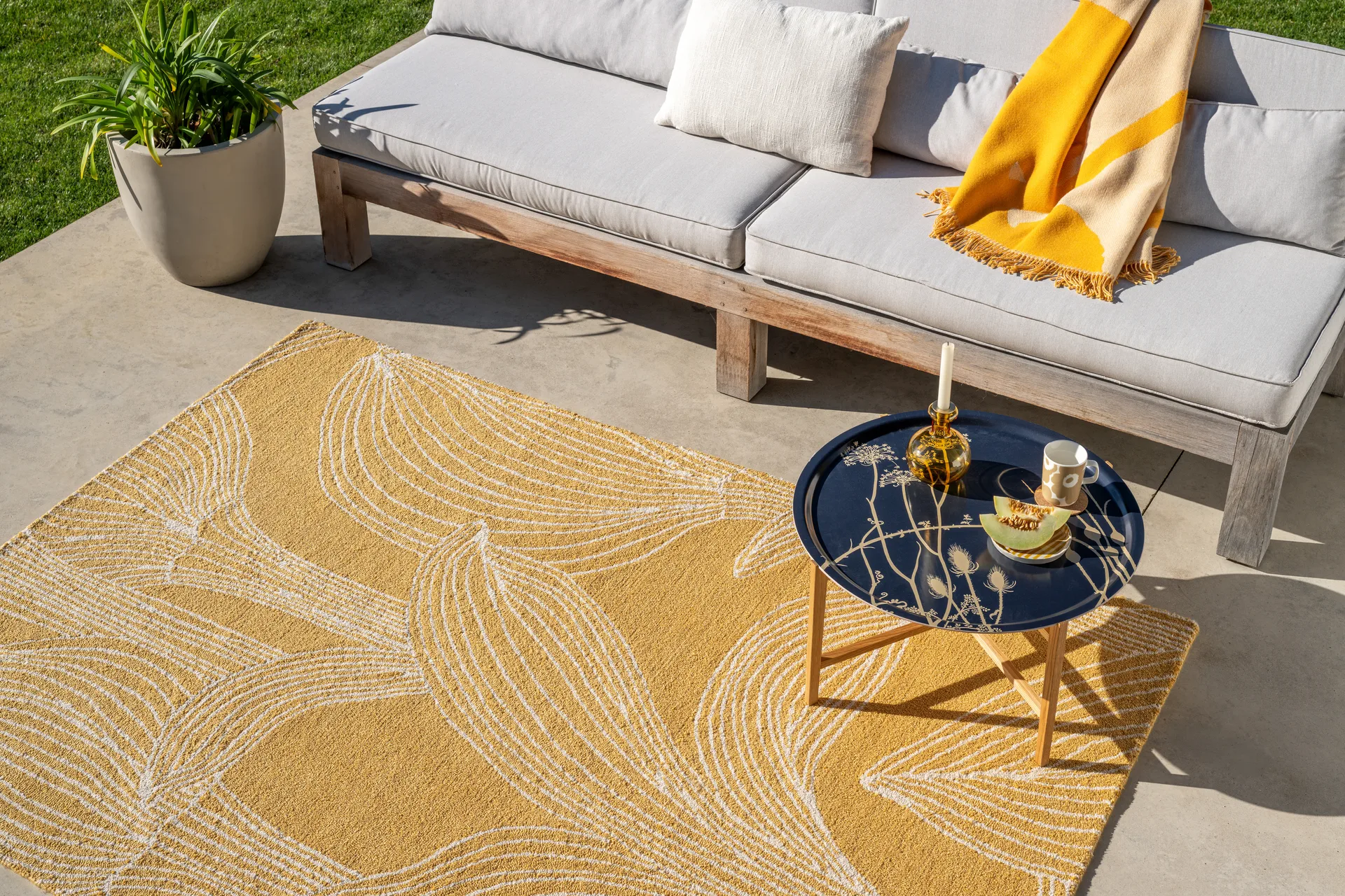 Alfombra Kukat puhkeavat outdoor, Straw, 140x200 cm Marimekko