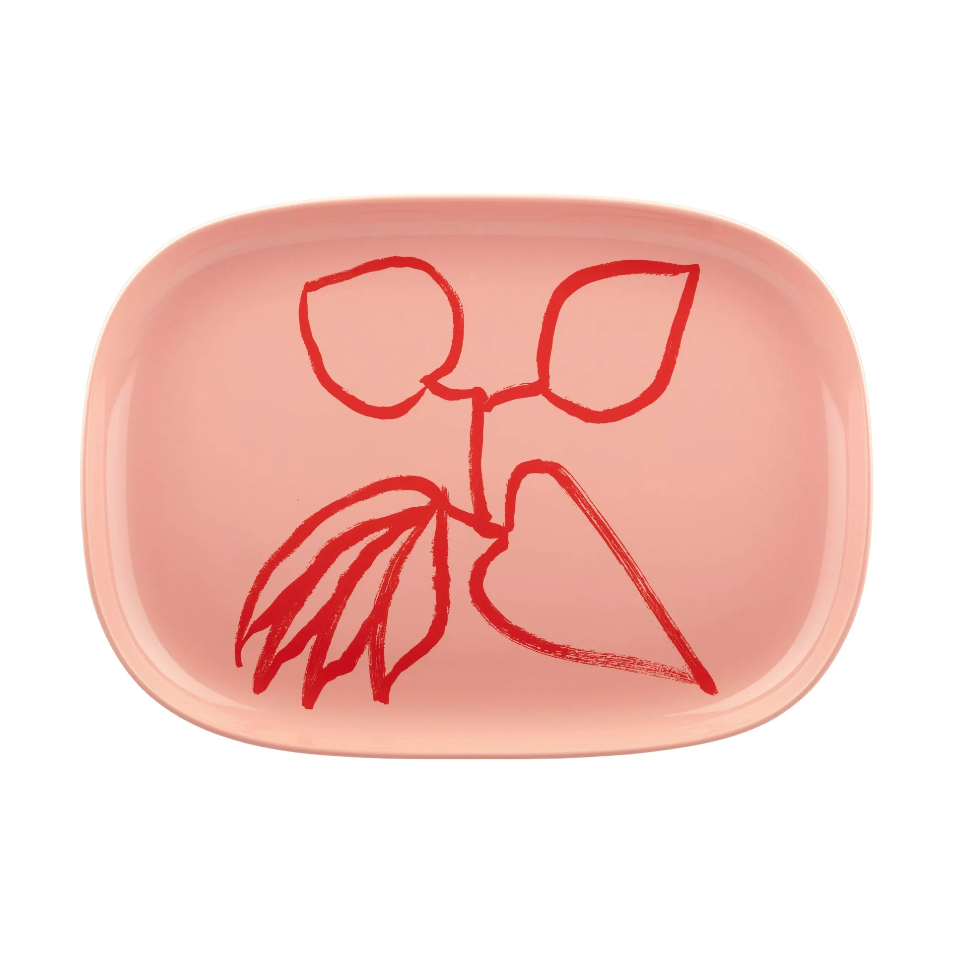 Bandeja de servir Ukonhattu 23x32 cm, Salmon red-tomato red Marimekko