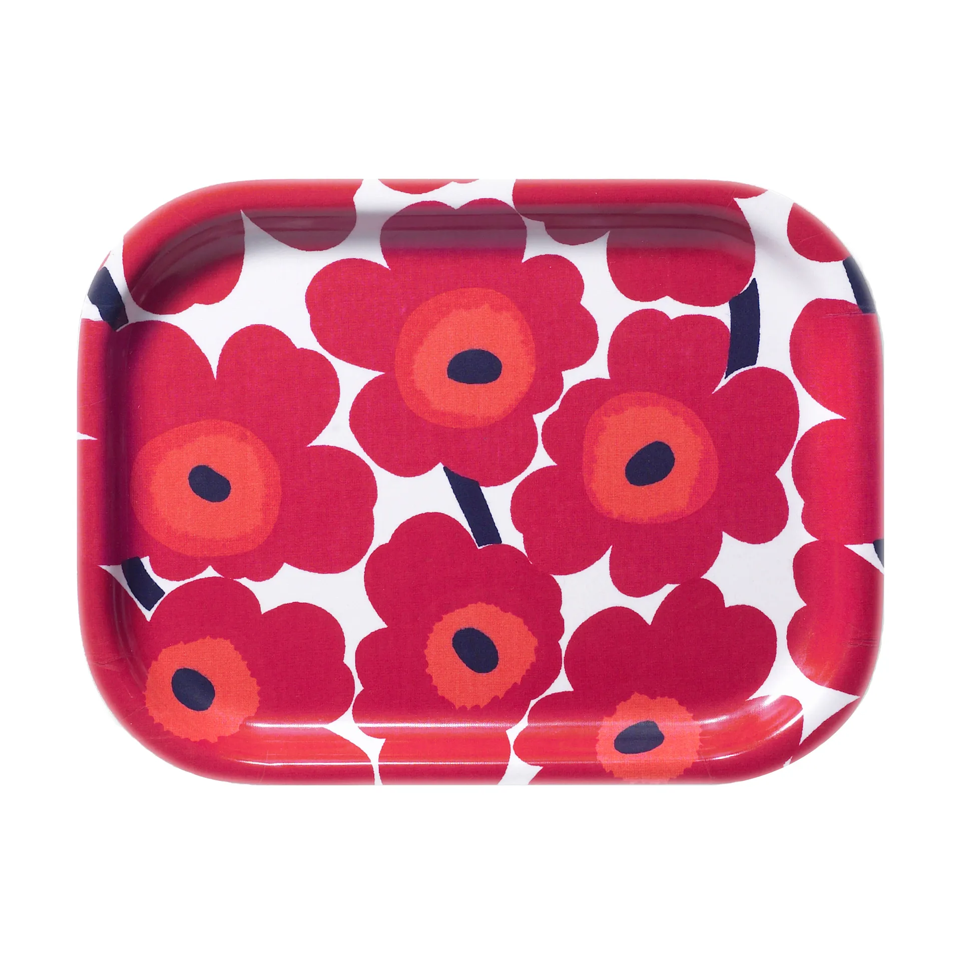 Bandeja Mini Unikko rectangular, rojo-blanco Marimekko