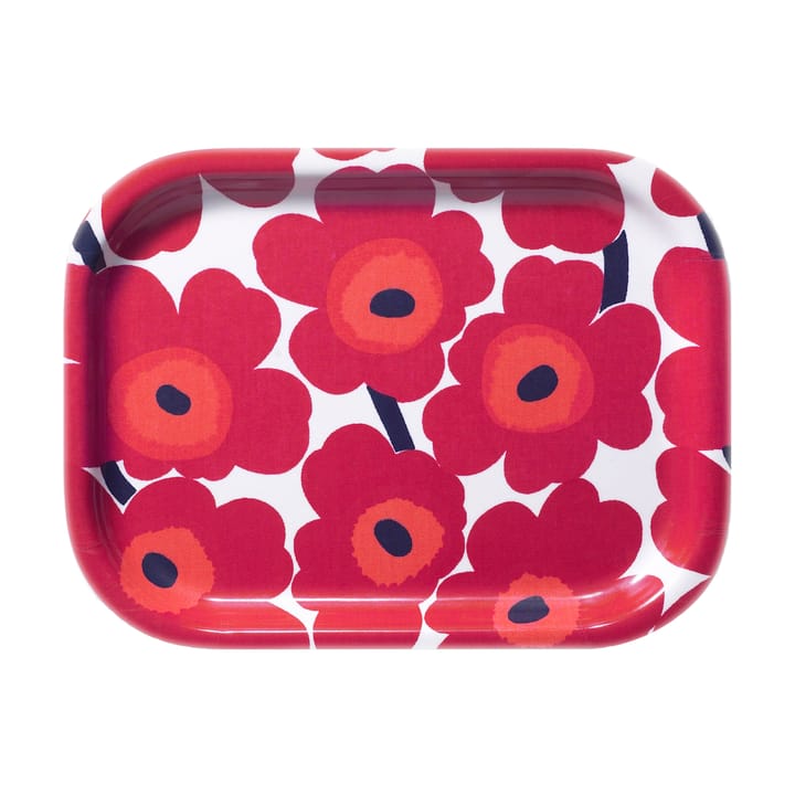 Bandeja Mini Unikko rectangular, rojo-blanco Marimekko