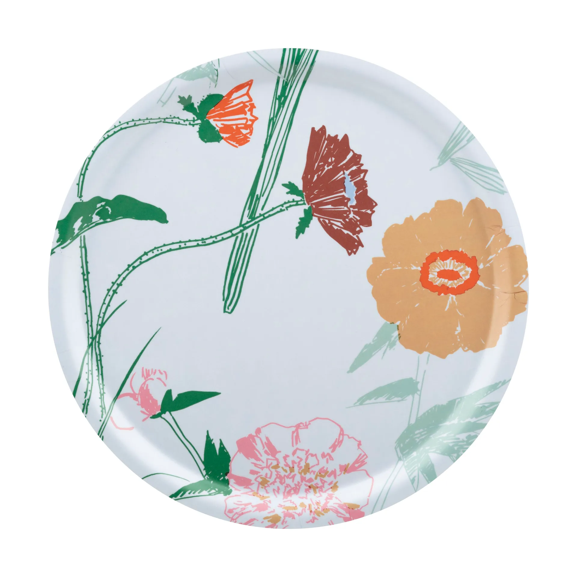 Bandeja Puutarhakutsut Ø31 cm, White-green-beige-light pink Marimekko