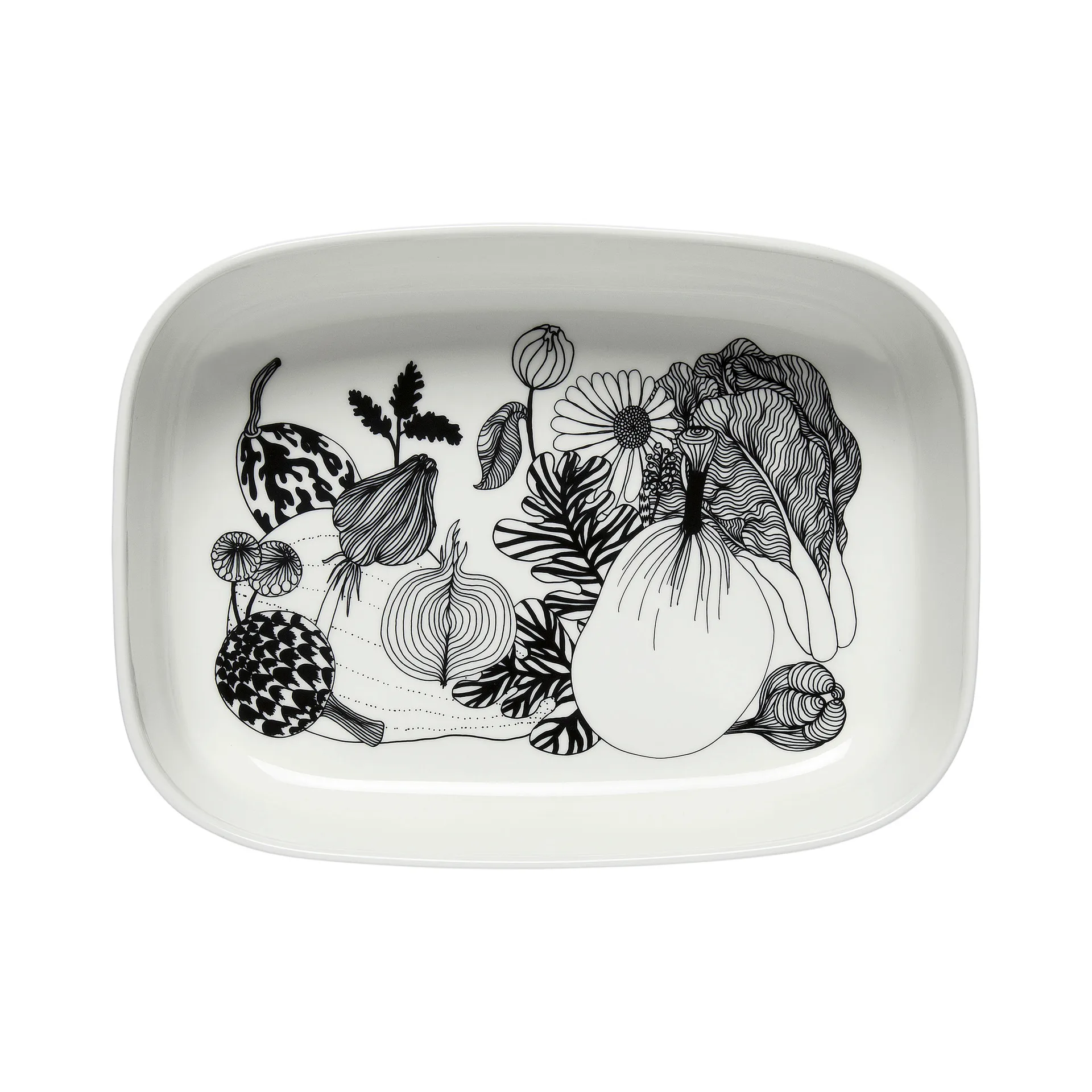 Bol para servir Oiva Siirtolapuutarha, blanco-negro Marimekko