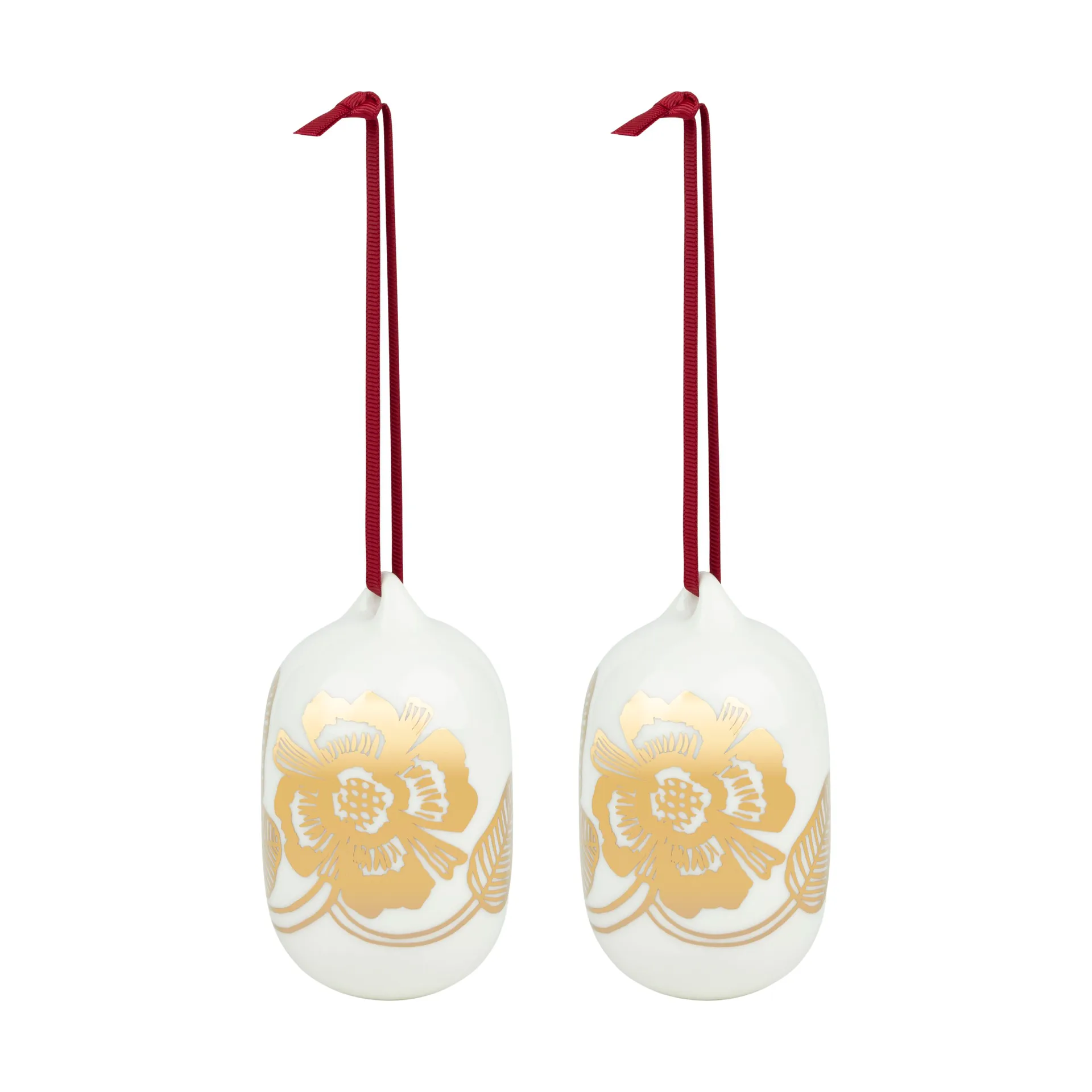 Bola de Navidad Tiara 2025 6x9 cm, White-gold Marimekko