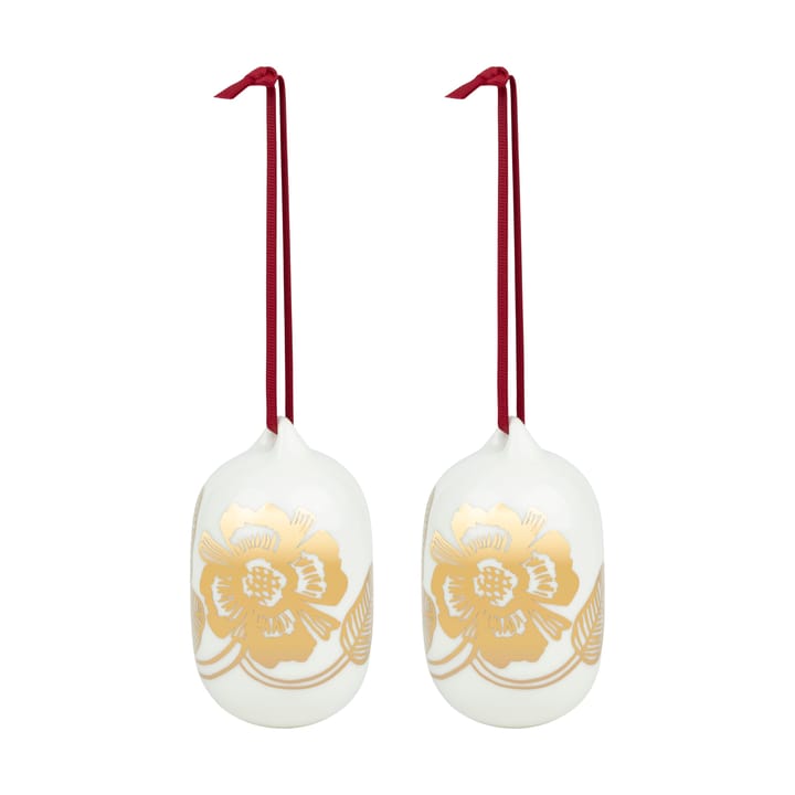 Bola de Navidad Tiara 2025 6x9 cm - White-gold - Marimekko