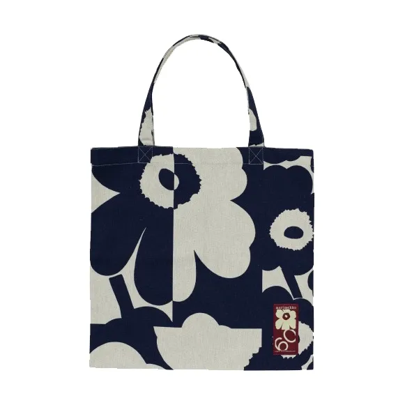 Bolsa Unikko collage 44x43 cm, Linen-dark blue Marimekko