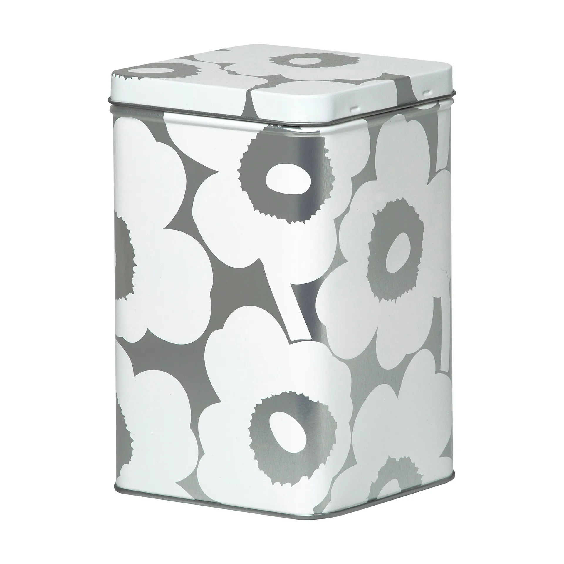 Caja de almacenamiento Unikko 17,5 cm, gris-blanco Marimekko