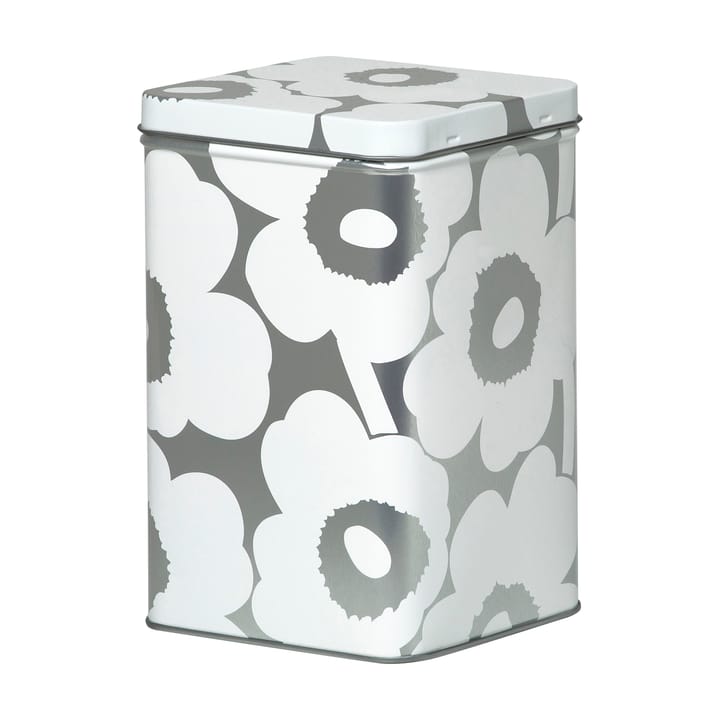 Caja de almacenamiento Unikko 17,5 cm, gris-blanco Marimekko