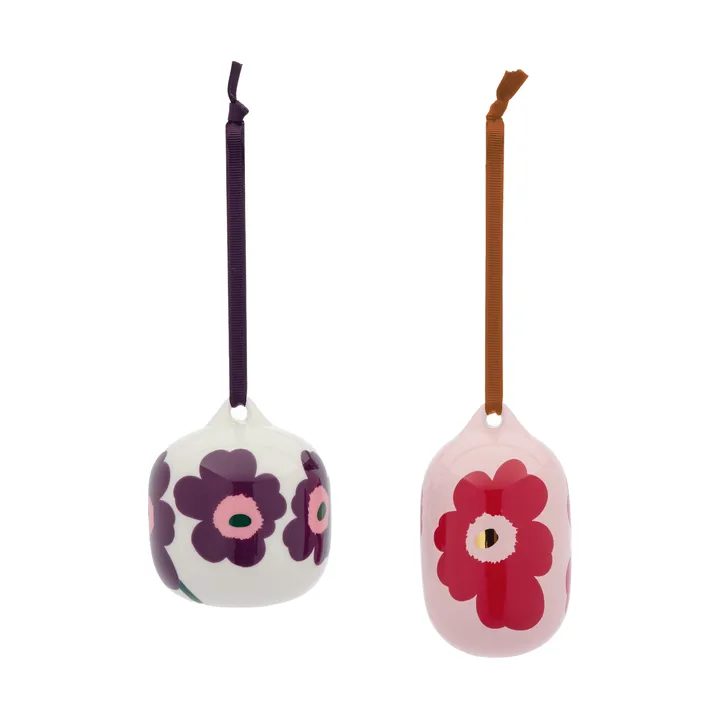 Colgante decorativo Unikko - Rosa-arándano-blanco-ciruela, 2 piezas - Marimekko
