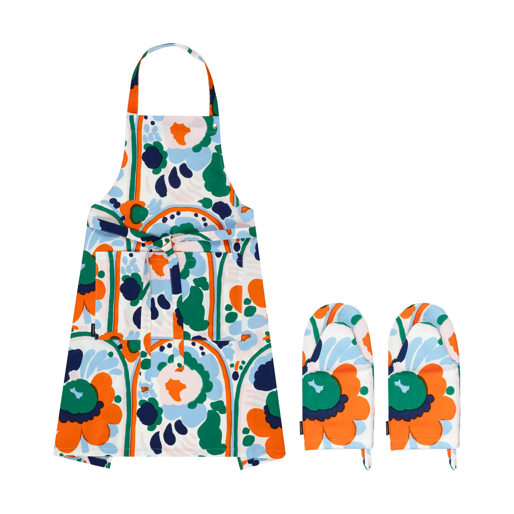 Conjunto de textiles de cocina Karuselli 3 piezas, White-orange-blue-emerald Marimekko