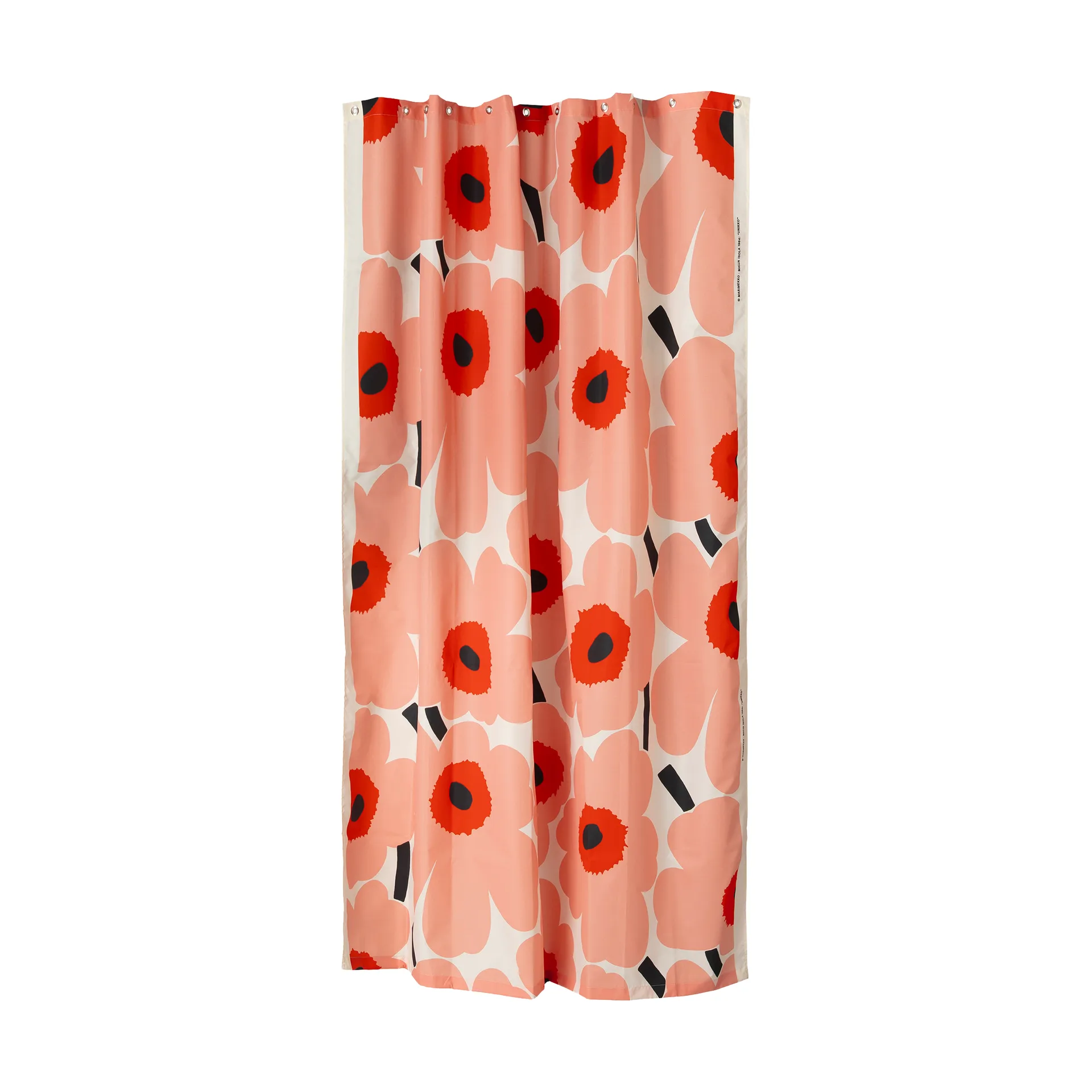 Cortina de baño Unikko, Offwhite-coral-red-charcoal Marimekko