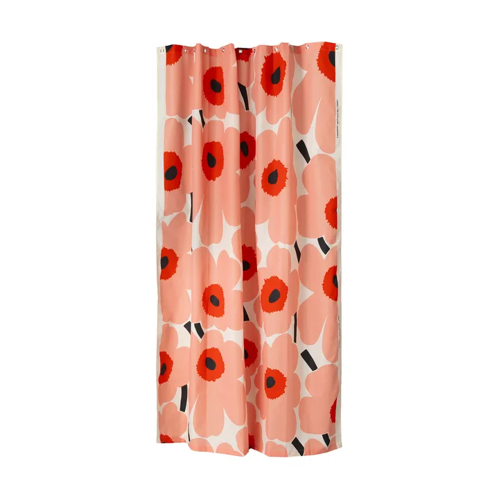Cortina de baño Unikko - Offwhite-coral-red-charcoal - Marimekko