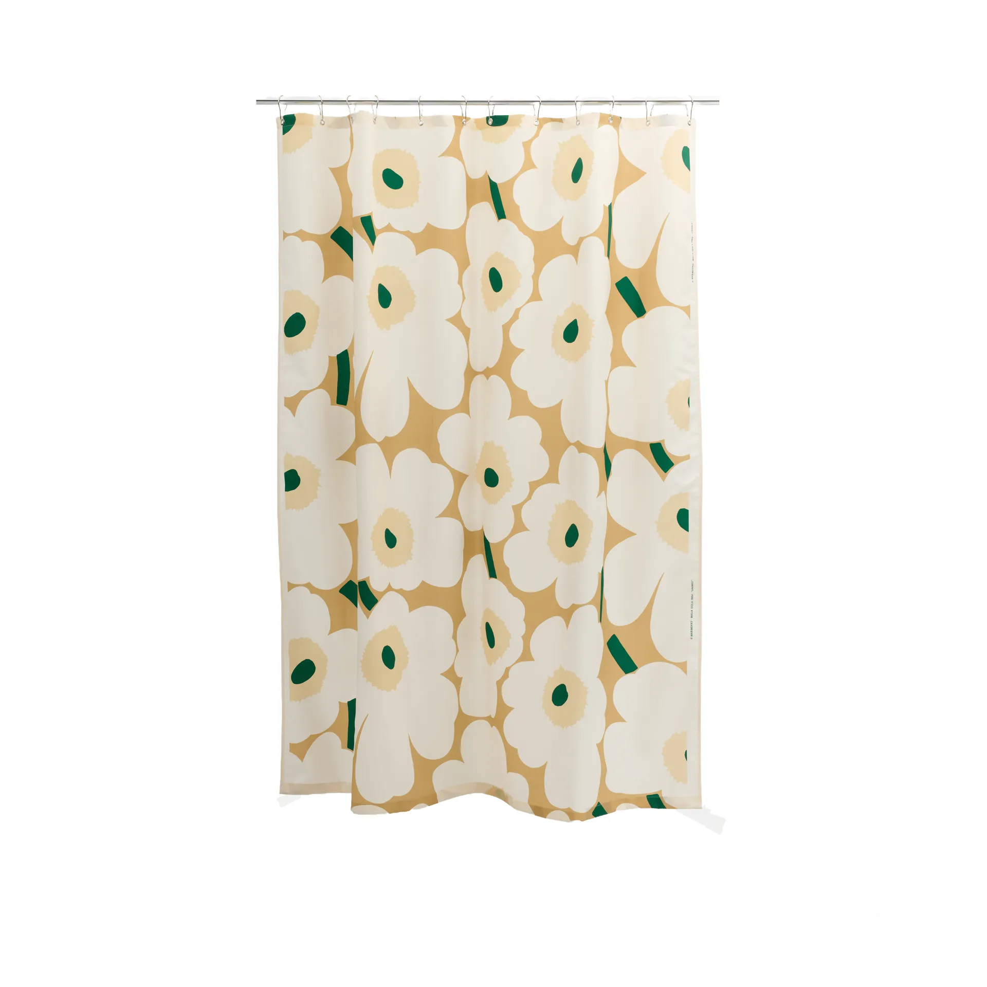 Cortina de baño Unikko, Sand-off white-hay-emerald Marimekko