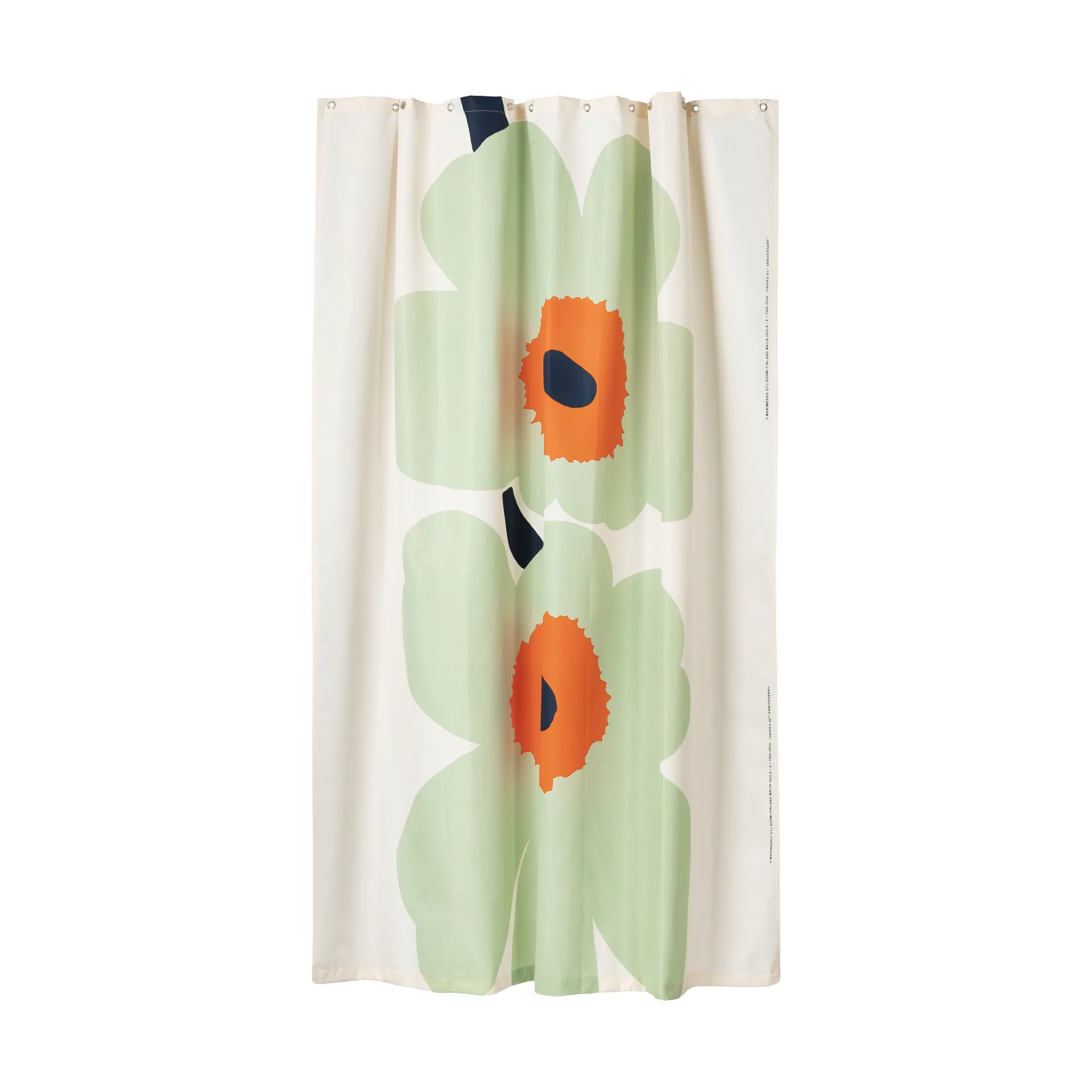 Cortina de ducha Unikko 60 aniversario 180x200 cm, Off white-sage-dark blue Marimekko