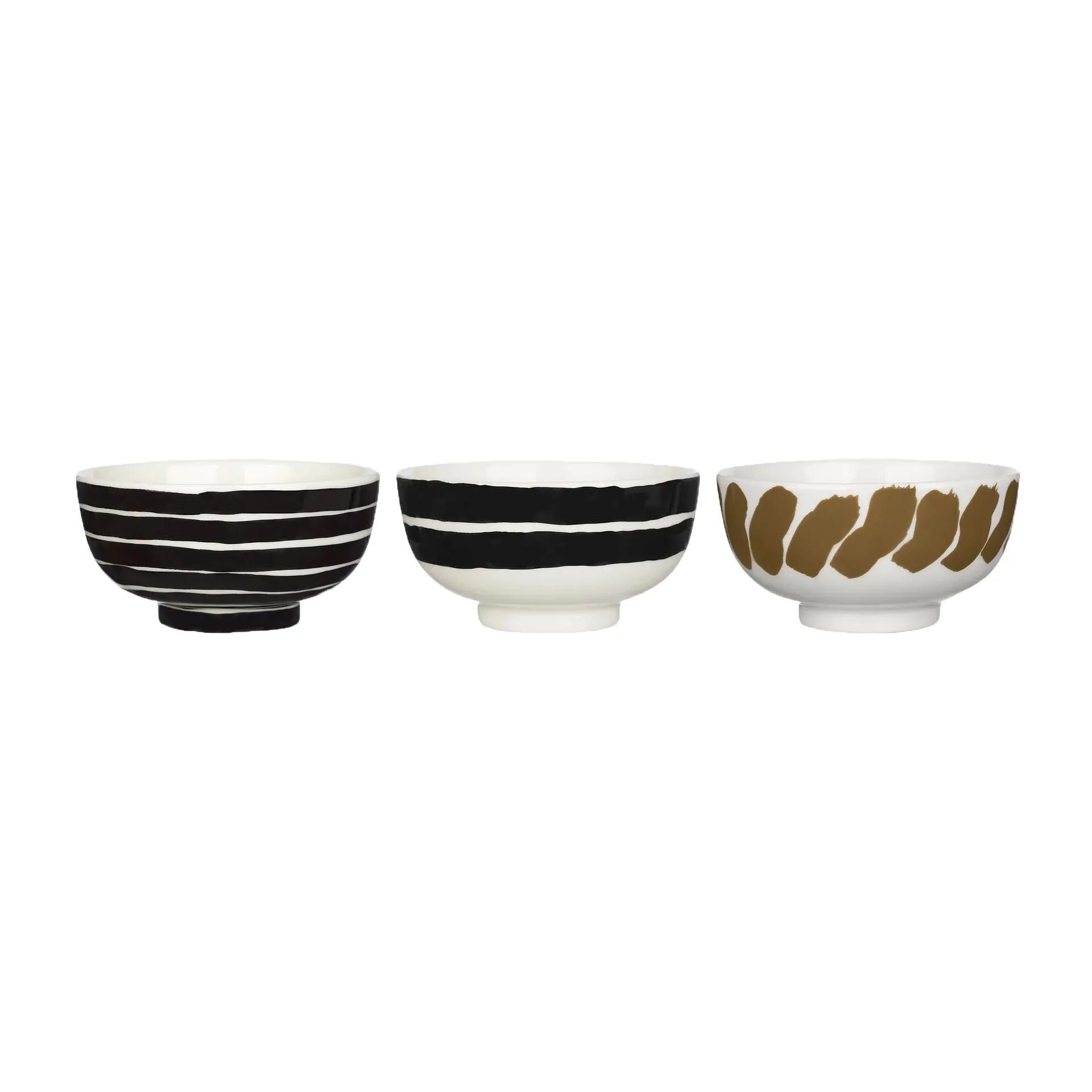 Cuenco Hyräily 3 dl, 3 unidades, Blanco-marrón-negro Marimekko