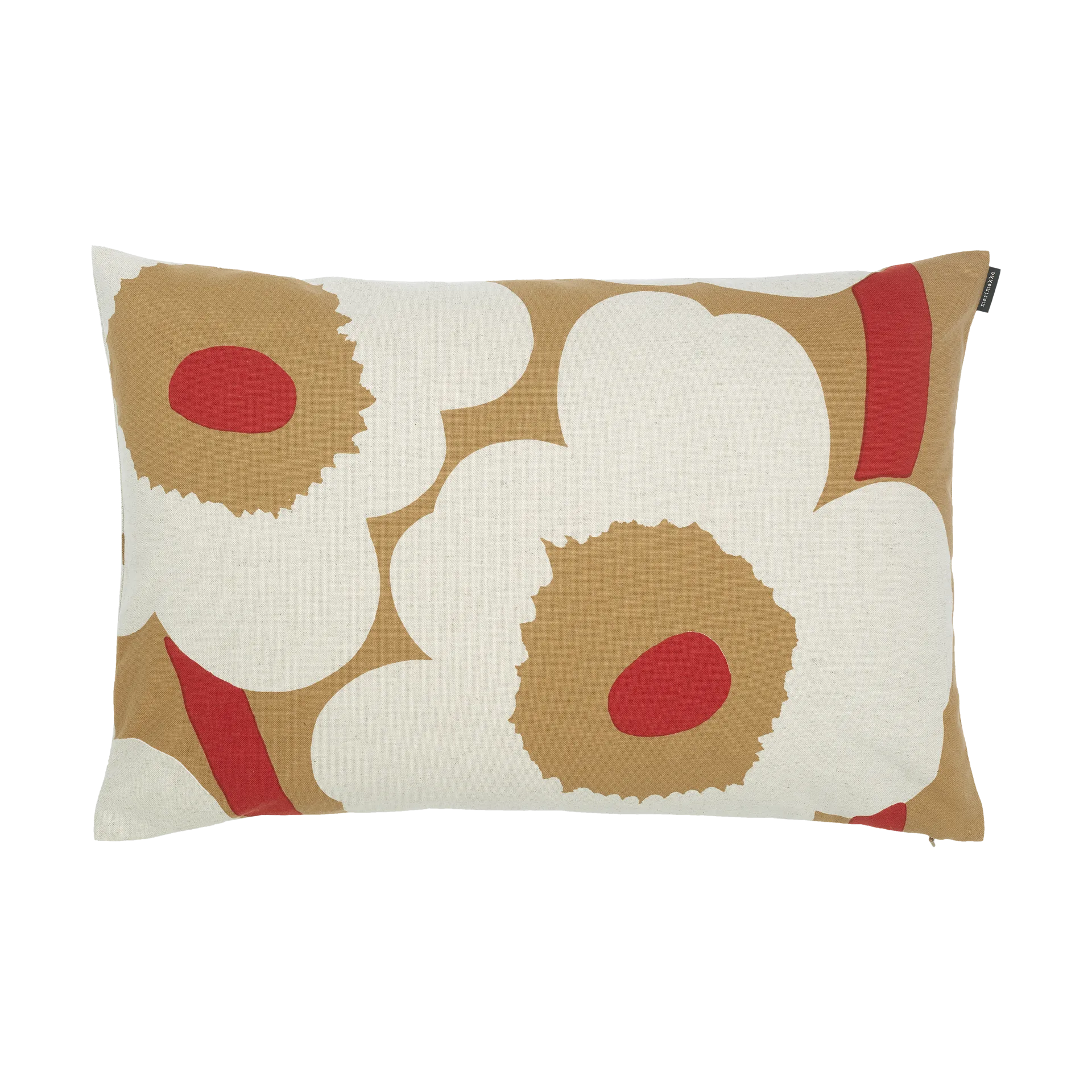 Funda cojín Unikko algodón-lino 40x60 cm, Brown-linen-red Marimekko