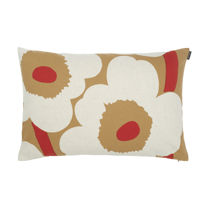 Funda cojín Unikko algodón-lino 40x60 cm - Brown-linen-red - Marimekko