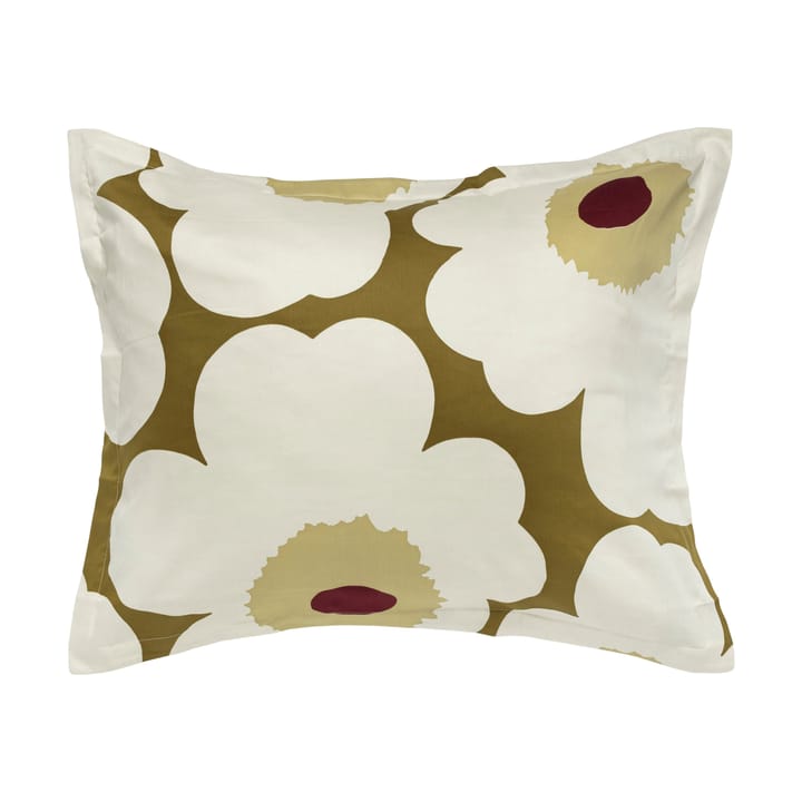 Funda de almohada satinada Unikko 50x60 cm - Green umber-cream - Marimekko