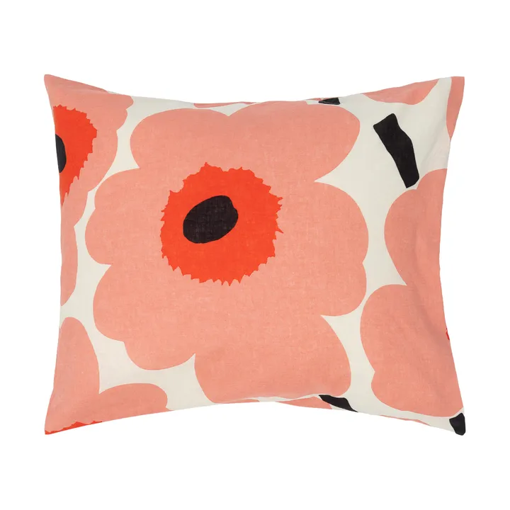 Funda de almohada Unikko 50x60 cm - Off white-coral-naranja rojo-carbón - Marimekko