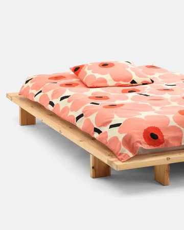 Funda de almohada Unikko 50x60 cm - Off white-coral-naranja rojo-carbón - Marimekko