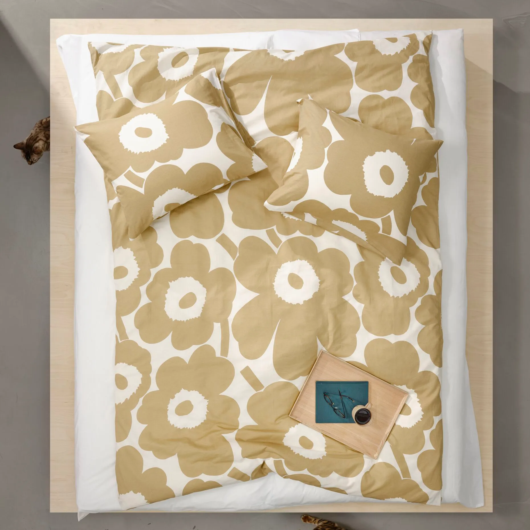 Funda de almohada Unikko algodón-cáñamo 50x60 cm, Beige Marimekko