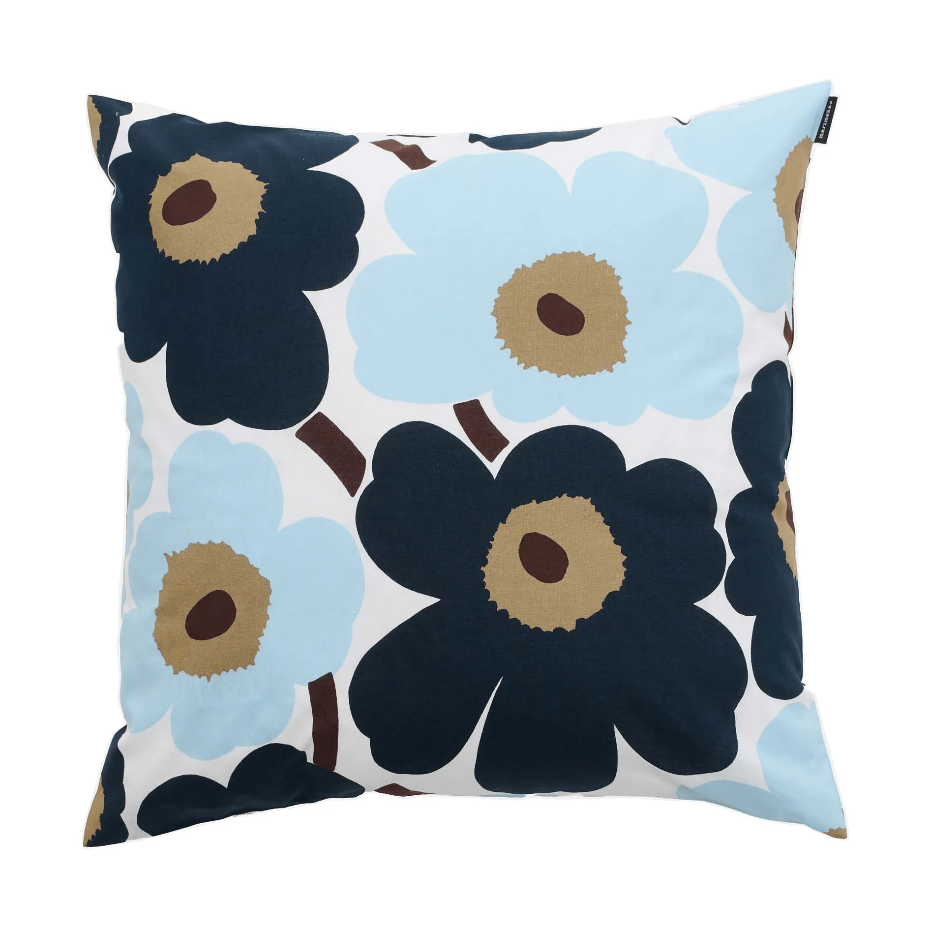 Funda de cojín Pieni Unikko 50x50 cm, White-blueberry-cold blue-dark brown Marimekko