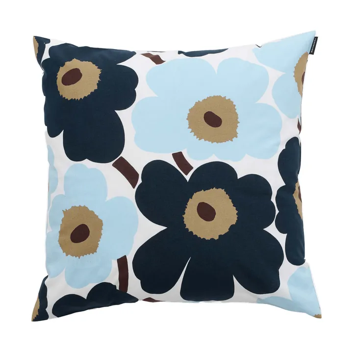 Funda de cojín Pieni Unikko 50x50 cm - White-blueberry-cold blue-dark brown - Marimekko