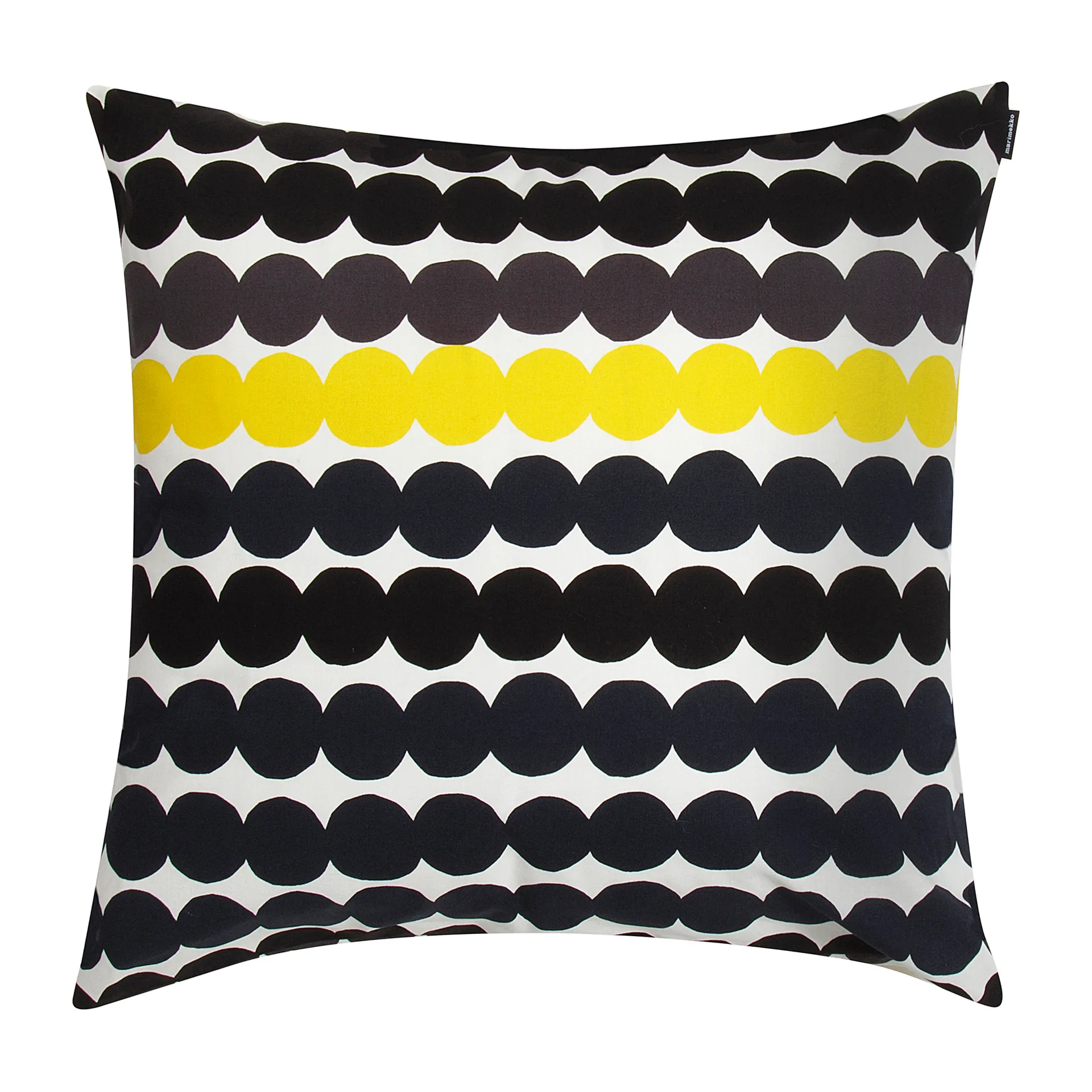 Funda de cojín Räsymatto, negro-gris-amarillo Marimekko