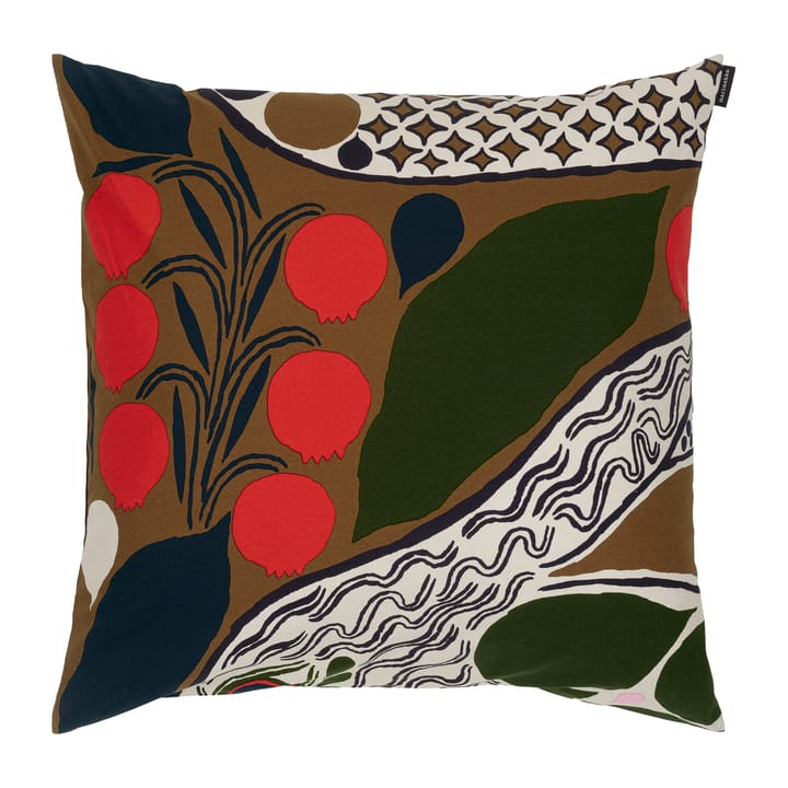 Funda de cojín Rusakko 50x50 cm, marrón-azul oscuro-rojo Marimekko