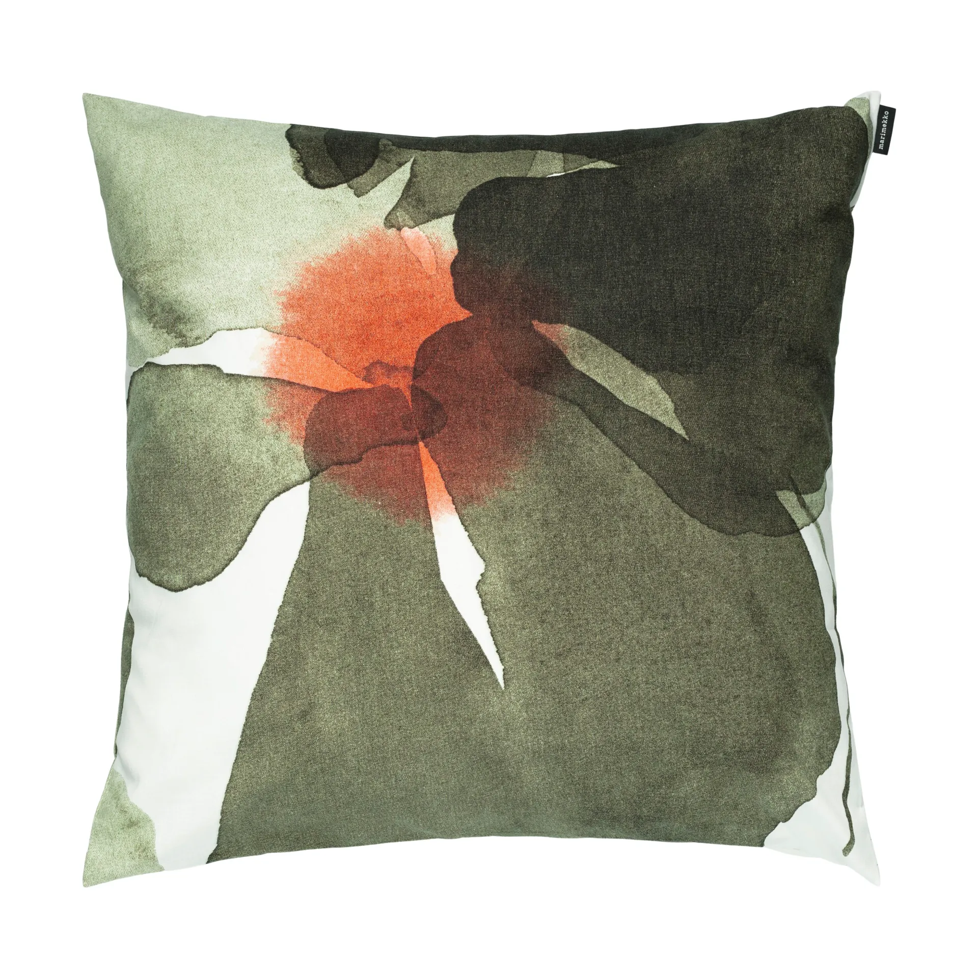 Funda de cojín Valssi 50x50 cm, Blanco-verde bosque-rojo tomate Marimekko