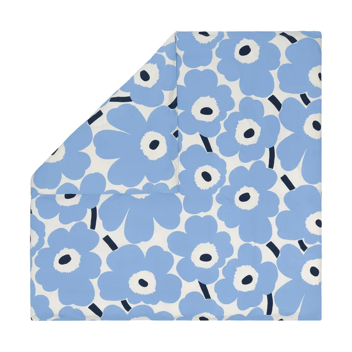 Funda nórdica de jersey Unikko - Blanco roto, azul claro, azul marino, 240x220 cm - Marimekko