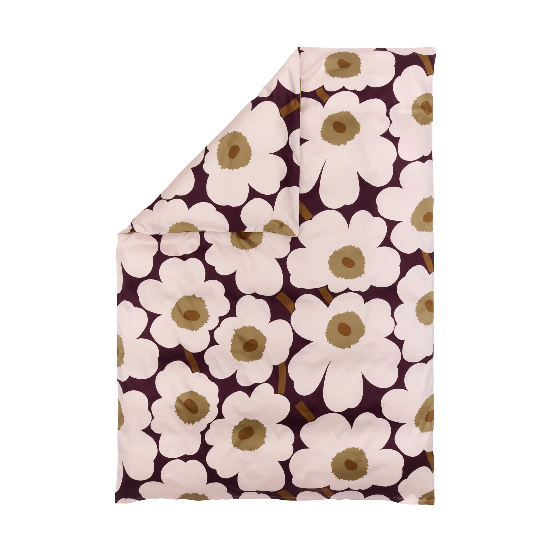 Funda nórdica de satén Unikko 150x210 cm, Ciruela-rosa-olmo-toffee Marimekko