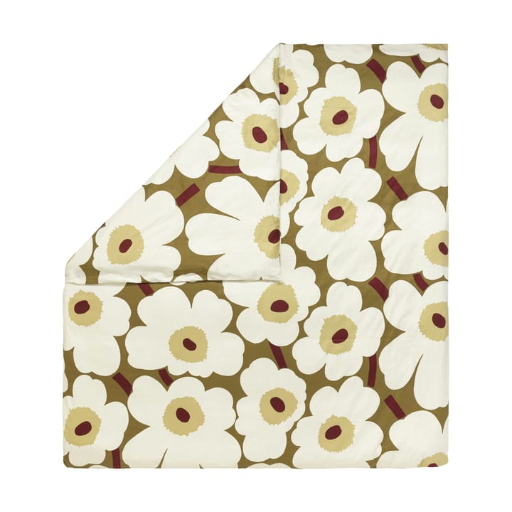 Funda nórdica de satén Unikko 240x220 cm - Green umber-cream - Marimekko