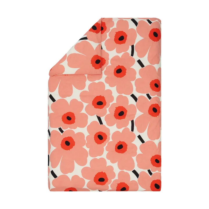Funda nórdica Unikko 150x210 cm - Off white-coral-naranja rojo-carbón - Marimekko