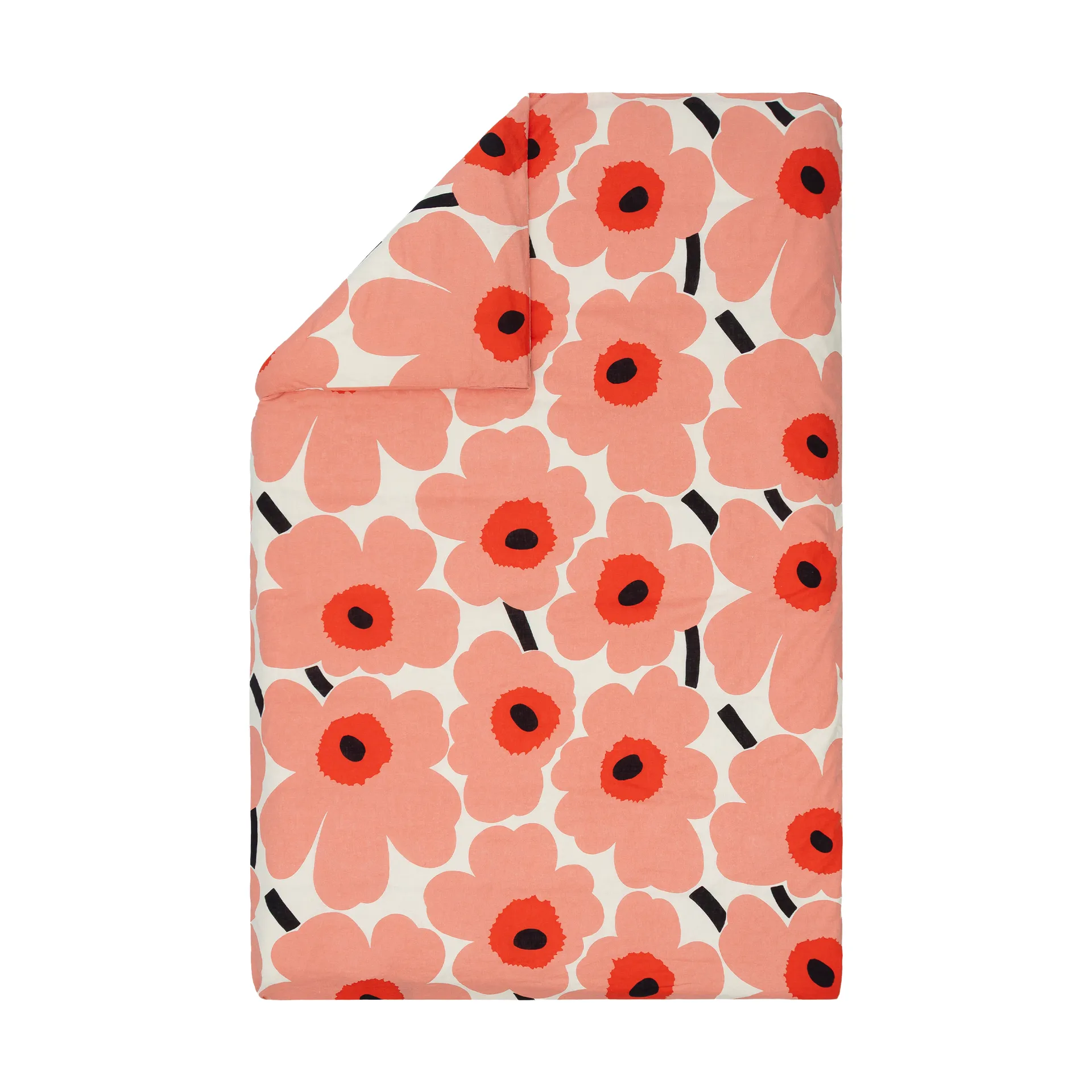 Funda nórdica Unikko 150x210 cm, Off white-coral-orange red-charcoal Marimekko