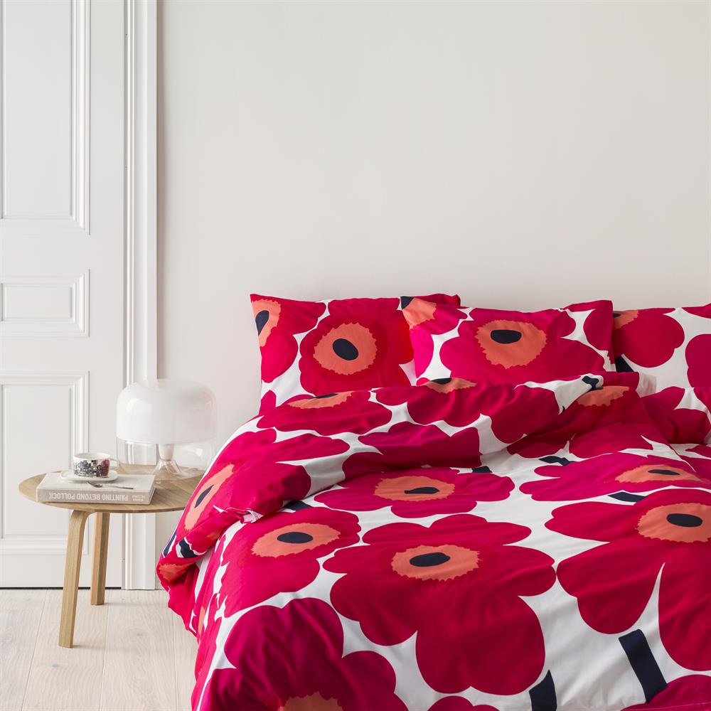 Marimekko 221454 Unikk funda de cobertor para cama individual, color rojo,  Rojo, Completo