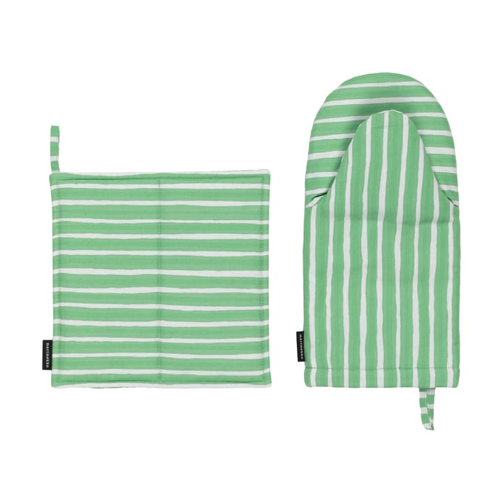 Guante para horno + agarradera Piccolo 2 piezas, Light grey-spring green Marimekko