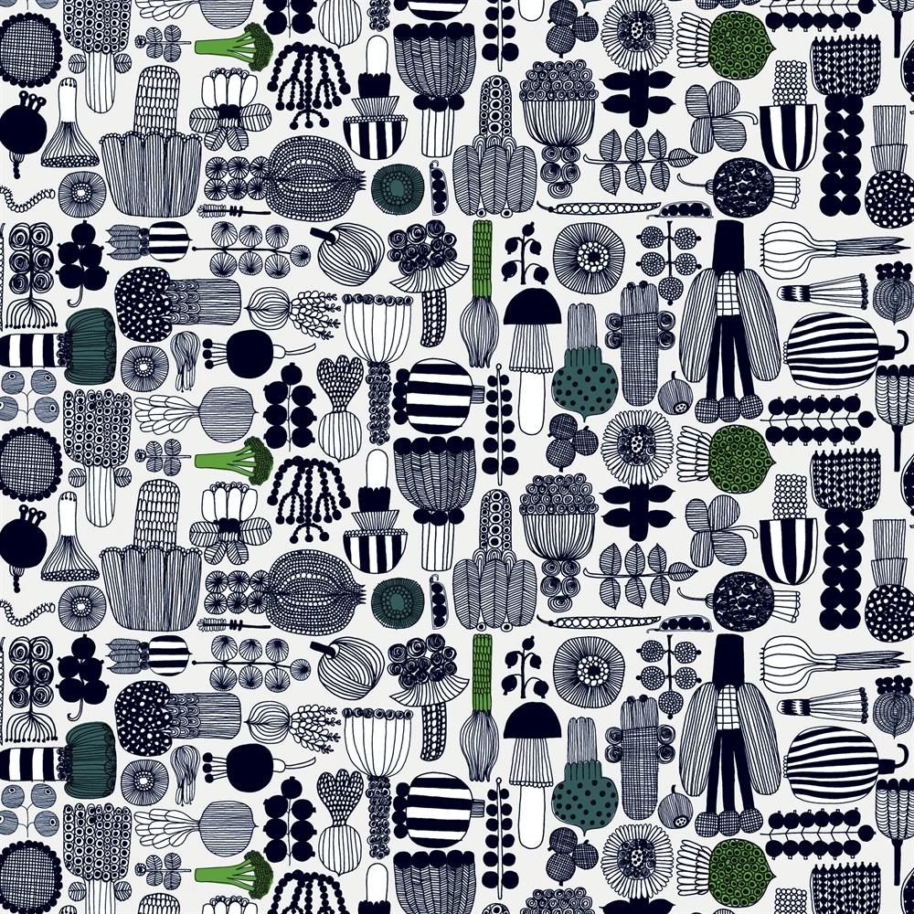 Hule Puutarhurin Parhaat, negro-verde Marimekko