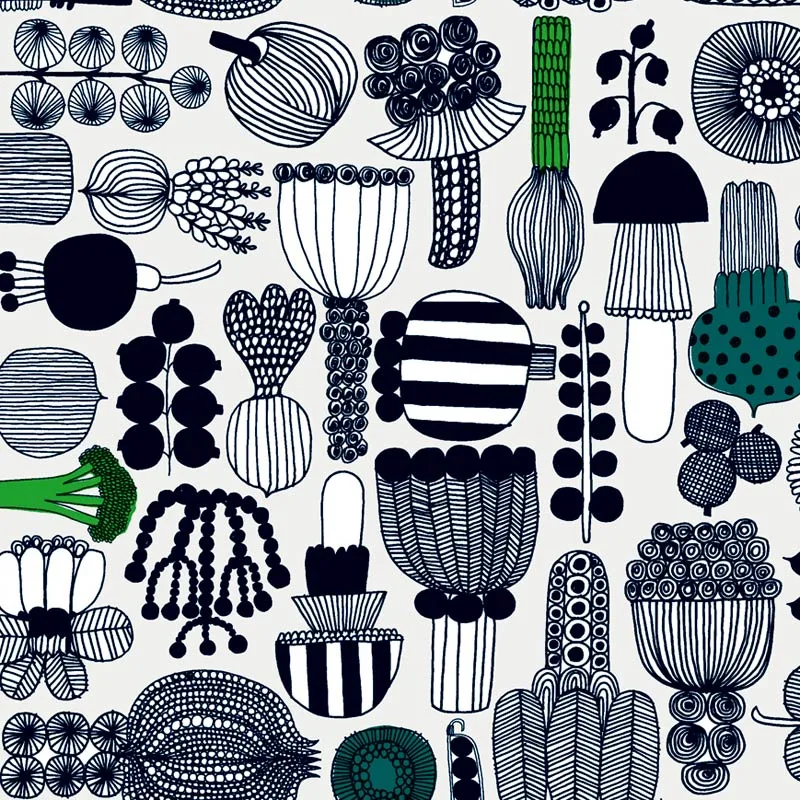 Hule Puutarhurin Parhaat, negro-verde Marimekko