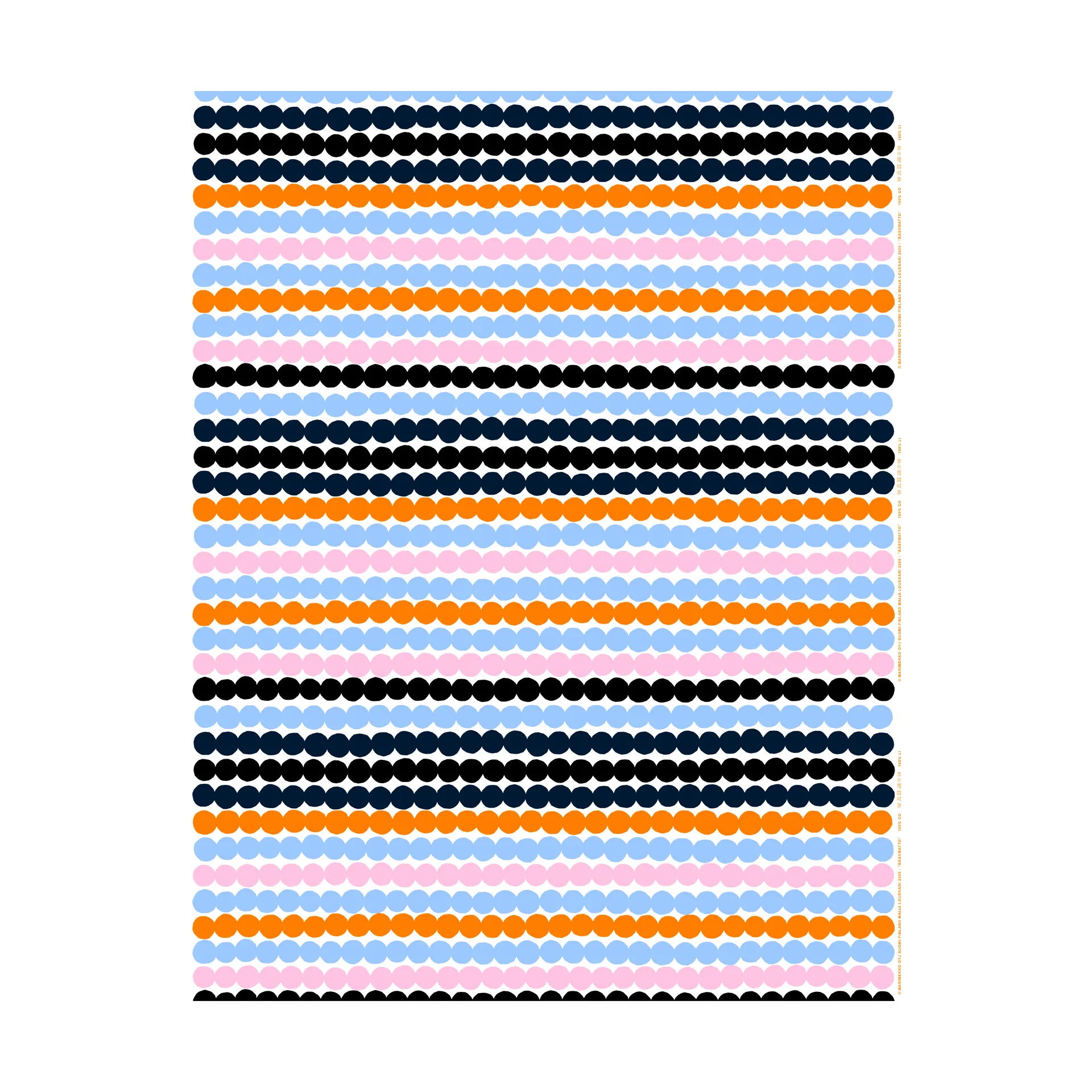 Hule Räsymatto, White-pink-light blue-black Marimekko