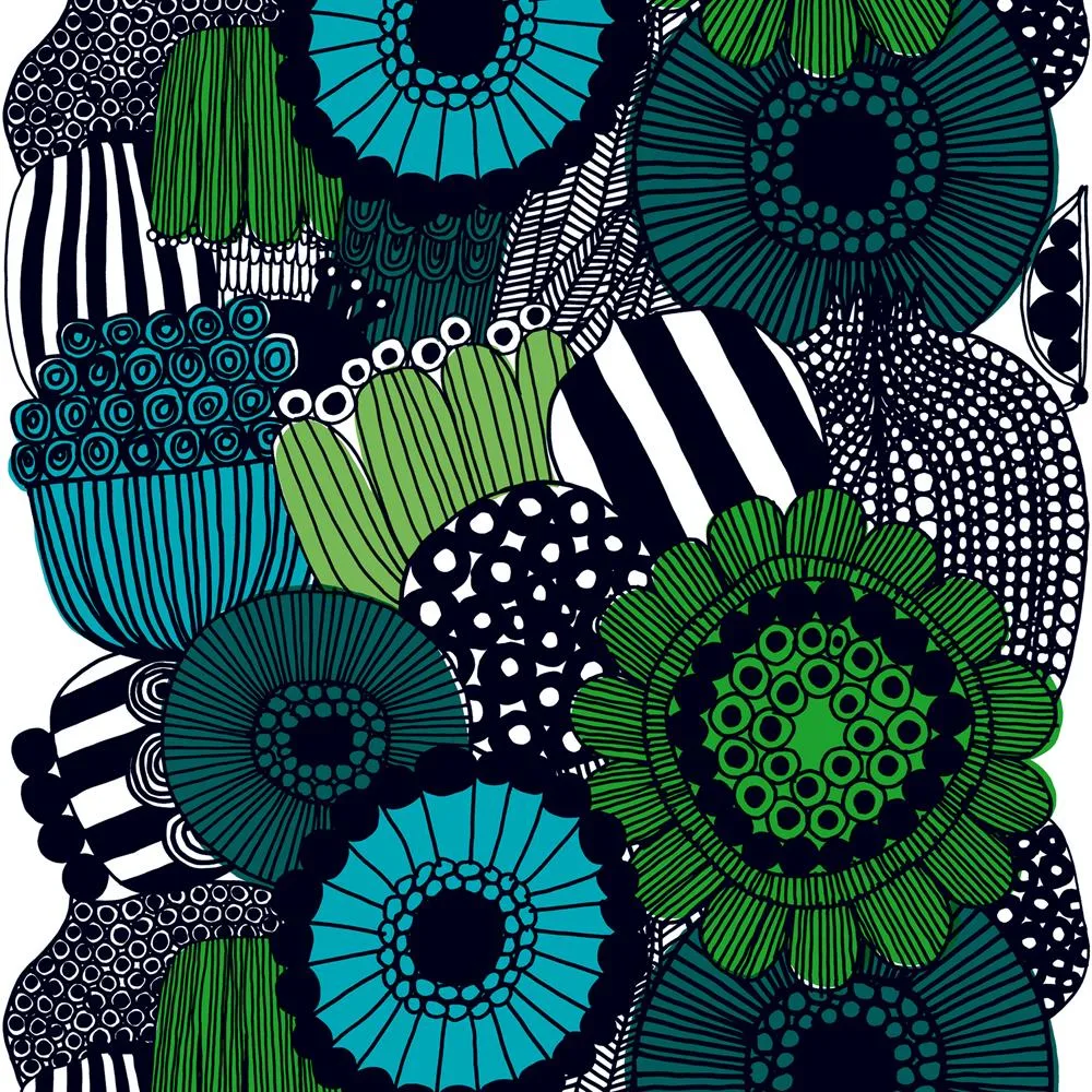 Hule Siirtolapuutarha, blanco-verde Marimekko