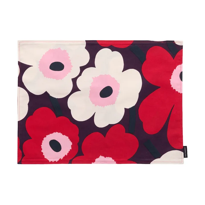 Individual de mesa Pieni Unikko de acrílico - Plum-cranberry-off white-rose - Marimekko