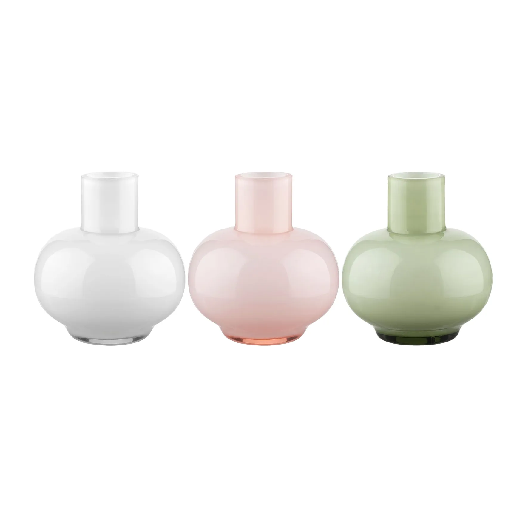 Jarrón Mini 3 piezas, Oliva-blanco-rosa Marimekko