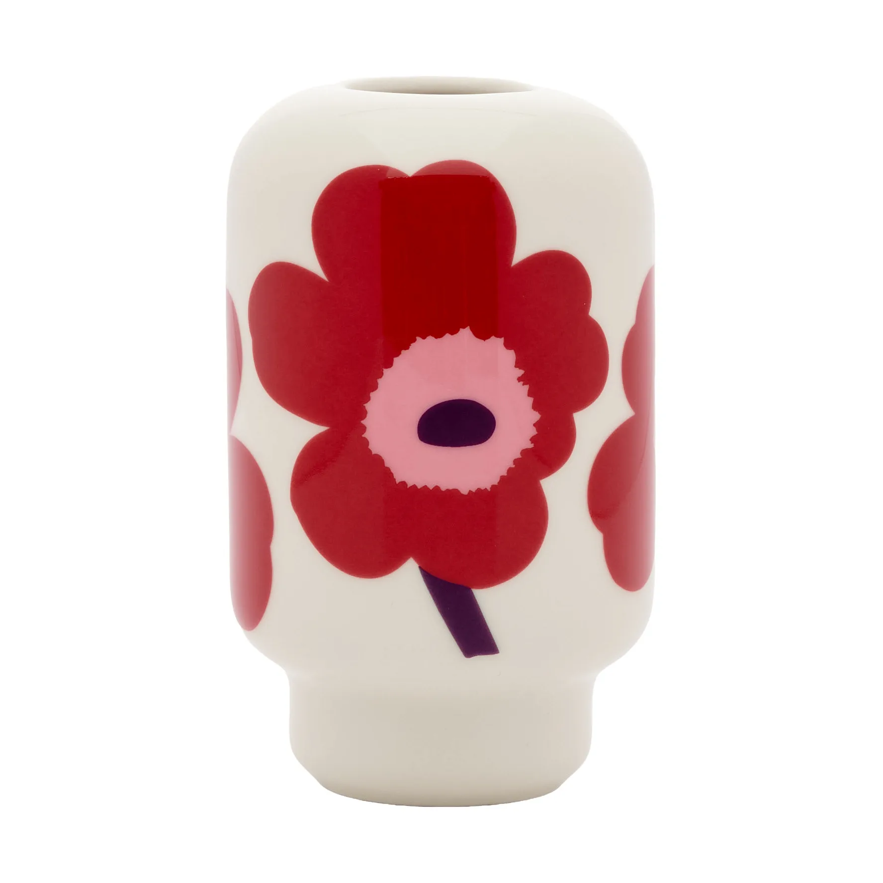 Jarrón Unikko 14 cm, White-cranberry-pink-plum Marimekko