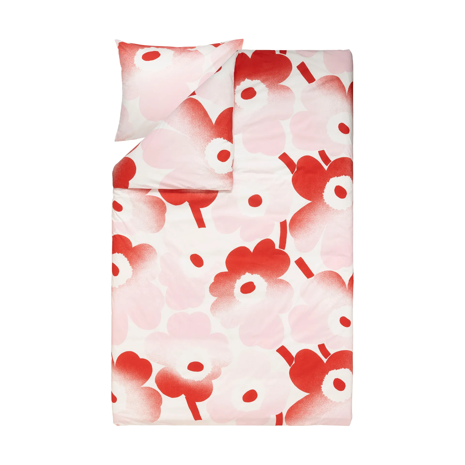 Juego de funda nórdica Unikko Häivähdys 150x210 cm, 50x60 cm, Rosa Marimekko
