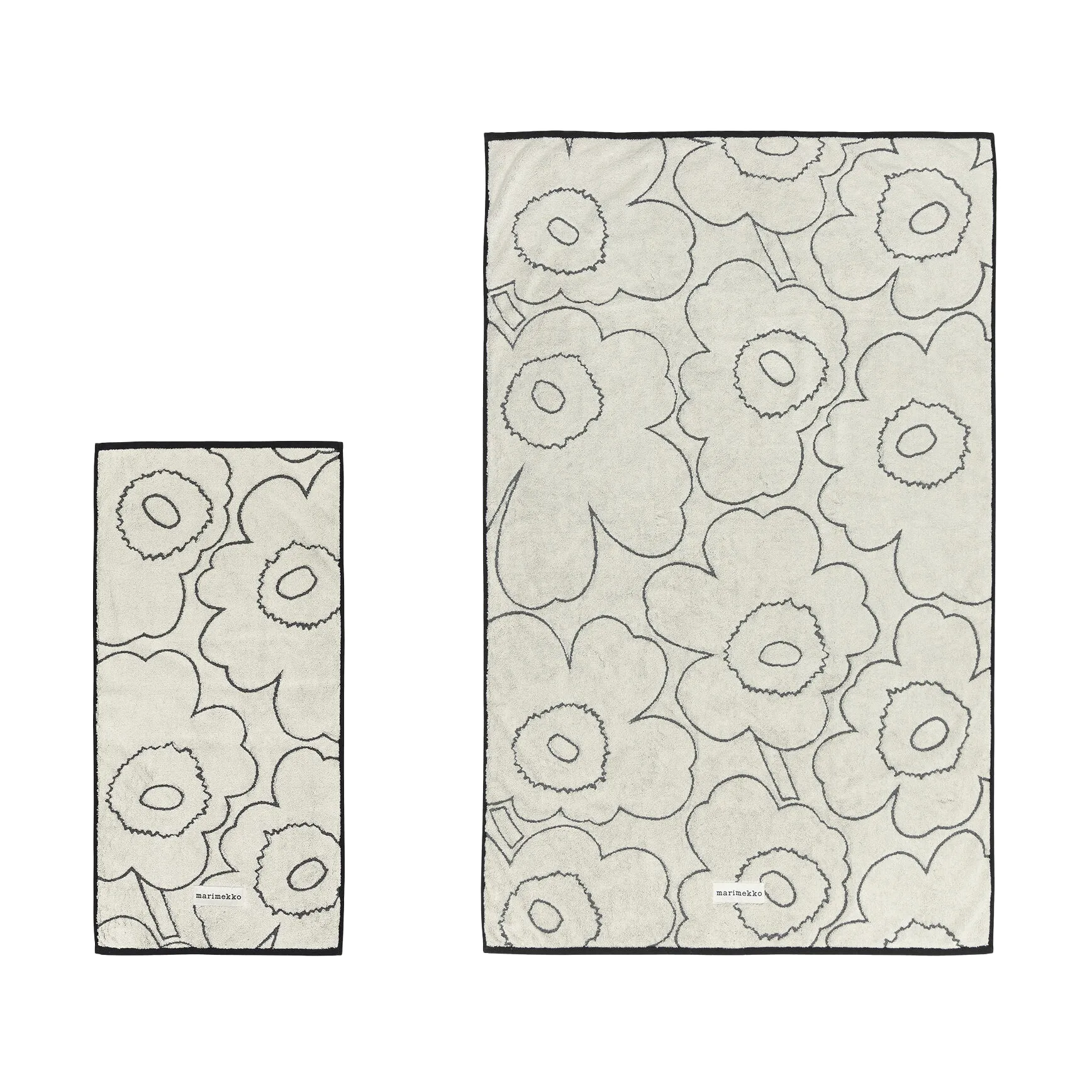 Juego de toallas Piirto Unikko 2 piezas, Ivory-black Marimekko