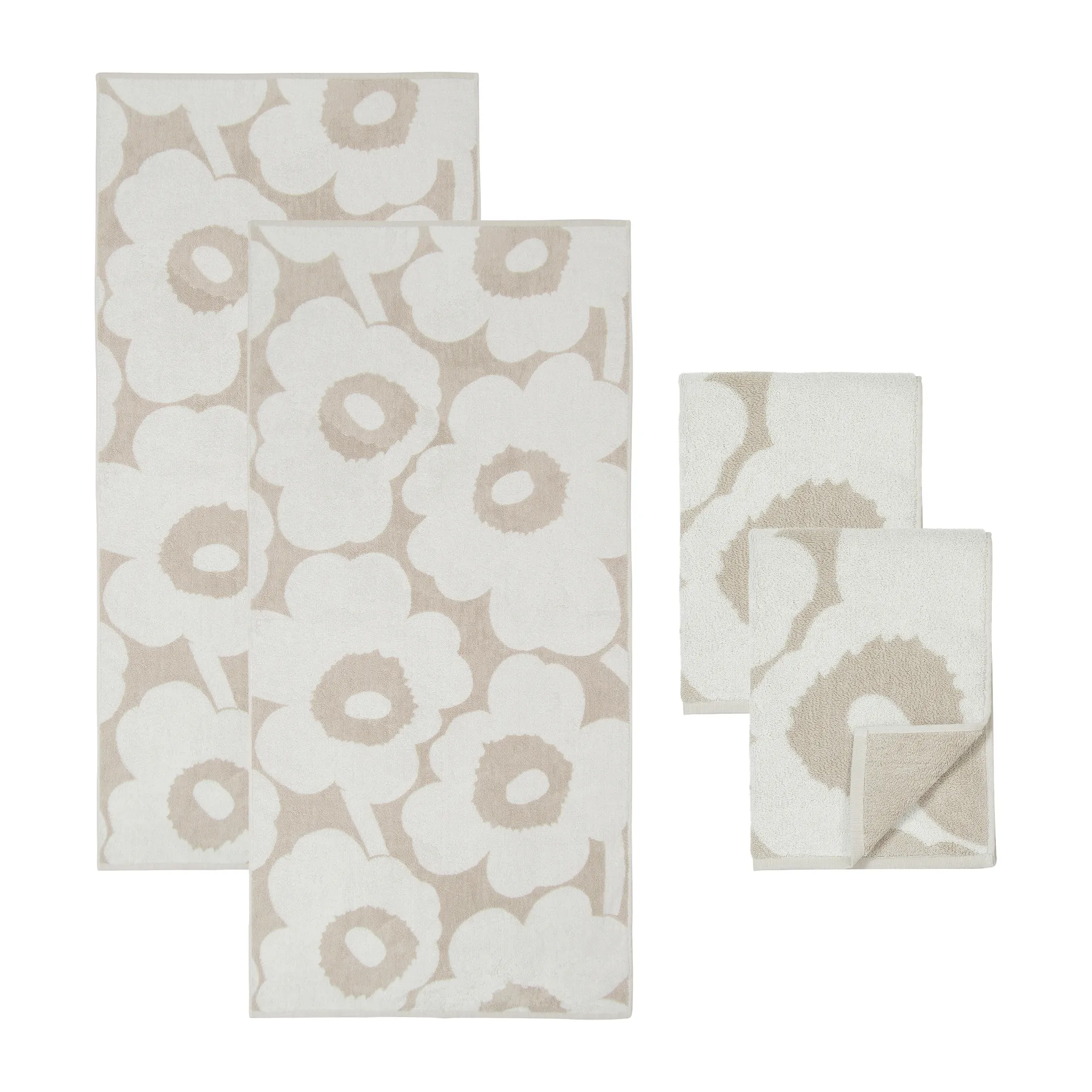 Juego de toallas Unikko, Beige-blanco Marimekko
