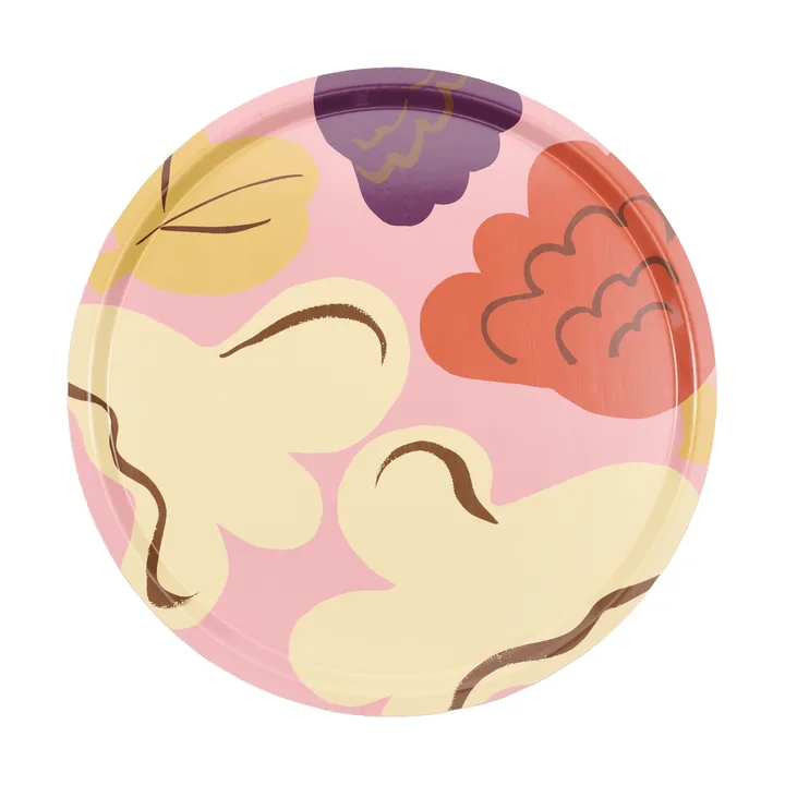 Kukasta Kukkaan bandeja - Pink-off white-terracotta-plum Ø46 cm - Marimekko