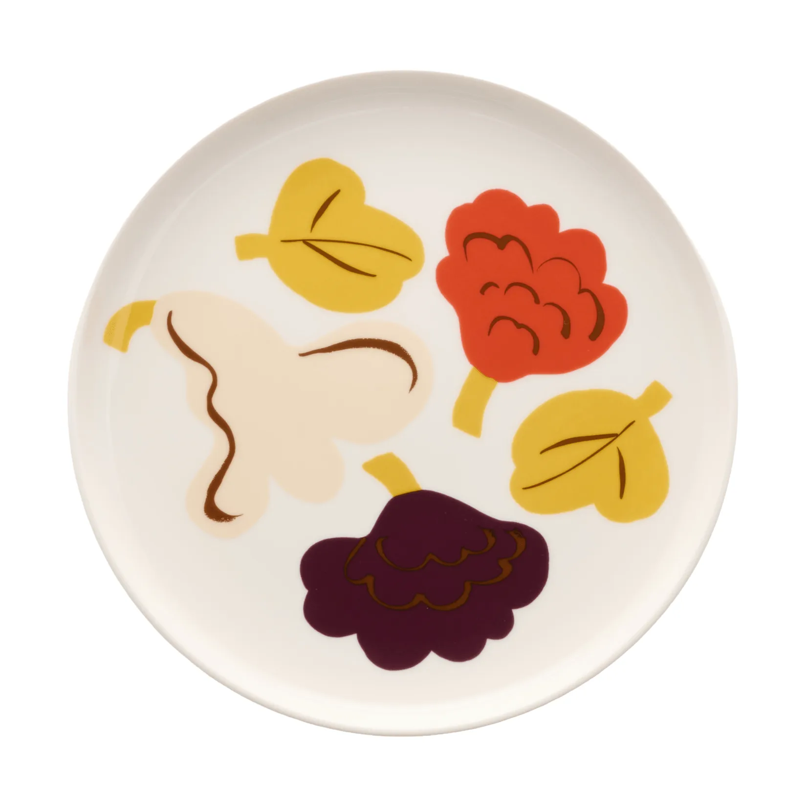 Kukasta Kukkaan plato llano, White-vanilla-terrac-plum, Ø20 cm Marimekko