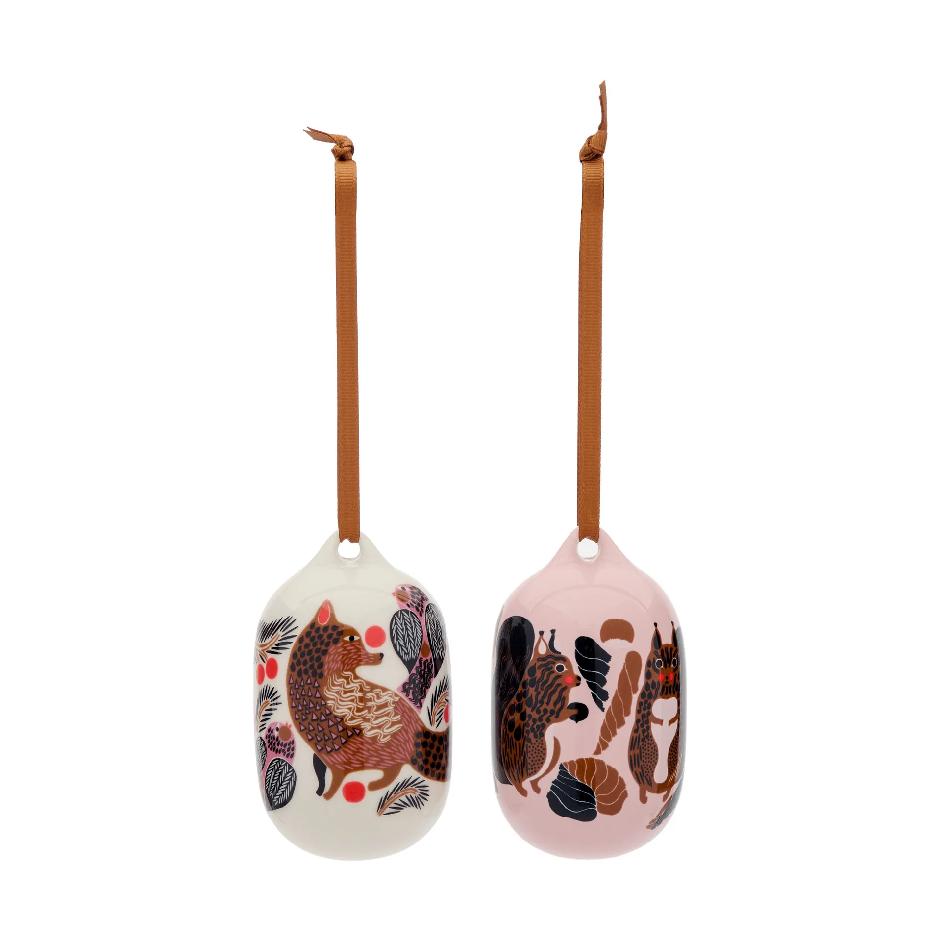 Kurre Ketunmarja adorno colgante, Rosa-blanco-multicolor, 2 piezas Marimekko